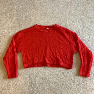 Red knit crop sweater